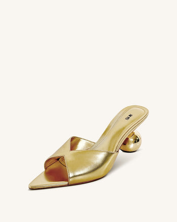 Ellie Mules mit Kugelabsatz - Gold