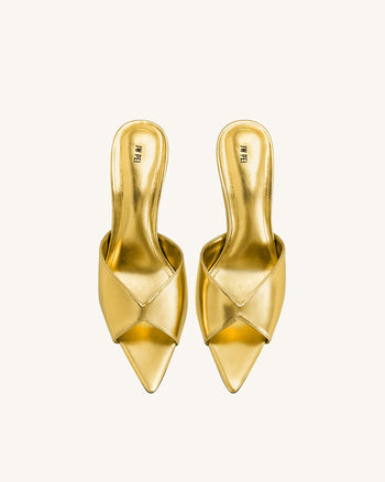 Ellie Mules mit Kugelabsatz - Gold