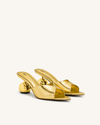 Ellie Mules mit Kugelabsatz - Gold