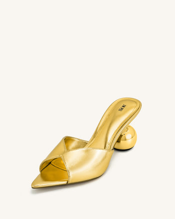 Ellie Mules mit Kugelabsatz - Gold