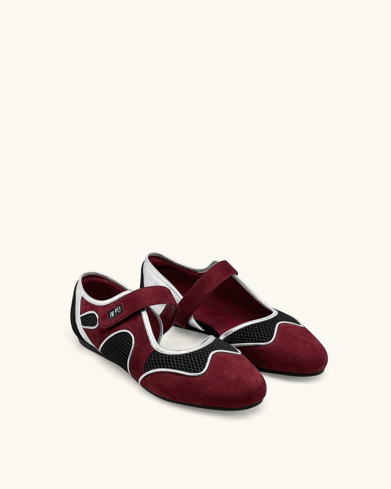 Zoe Mary Janes Ballerinas – Burgunder Schwarz