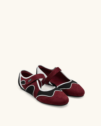 Zoe Mary Janes Ballerinas – Burgunder Schwarz