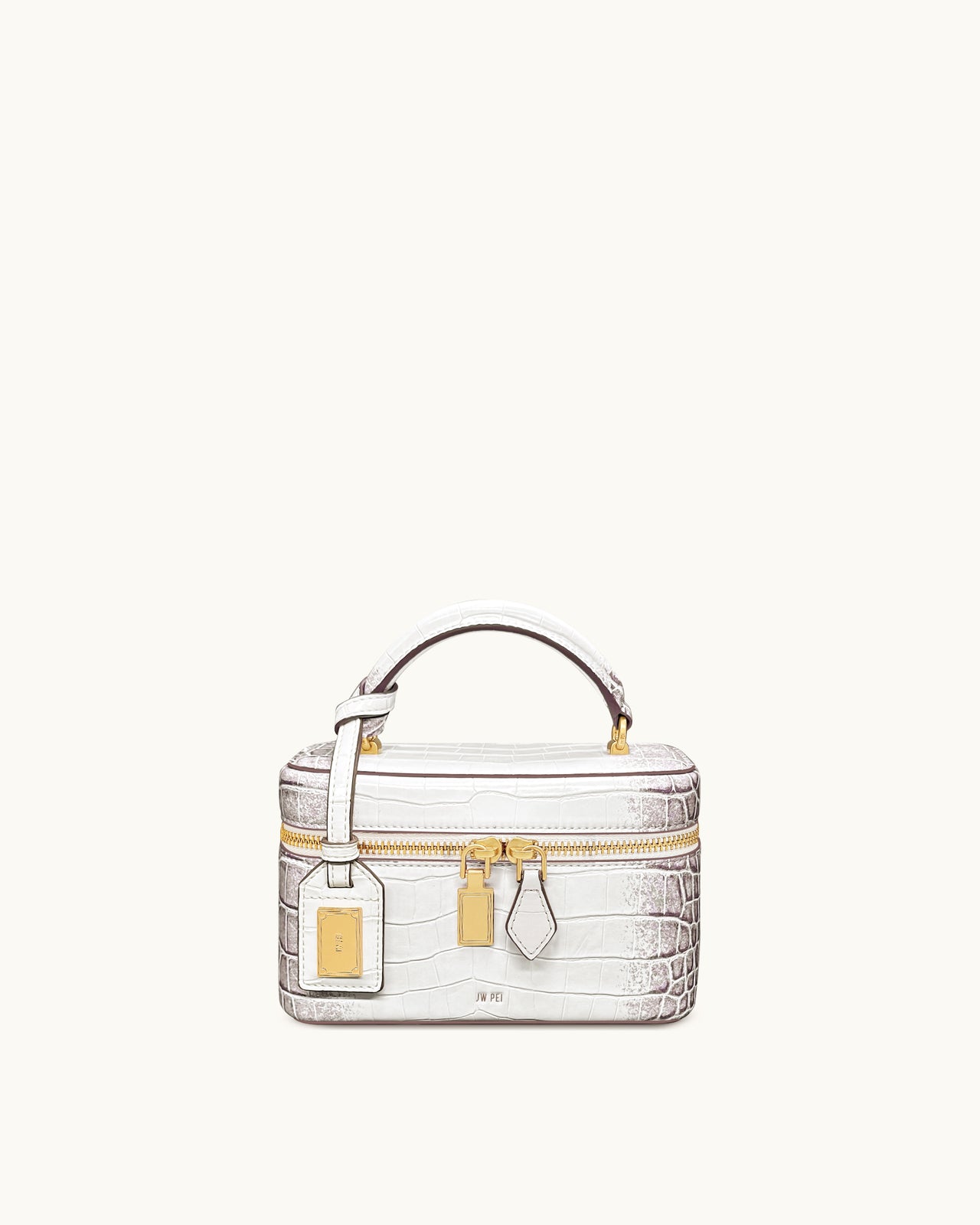 Cleo Box Shape Top Handle Tasche - Weiss Kroko