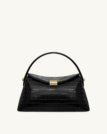 Talia Henkeltasche – Schwarzes Kroko-Design
