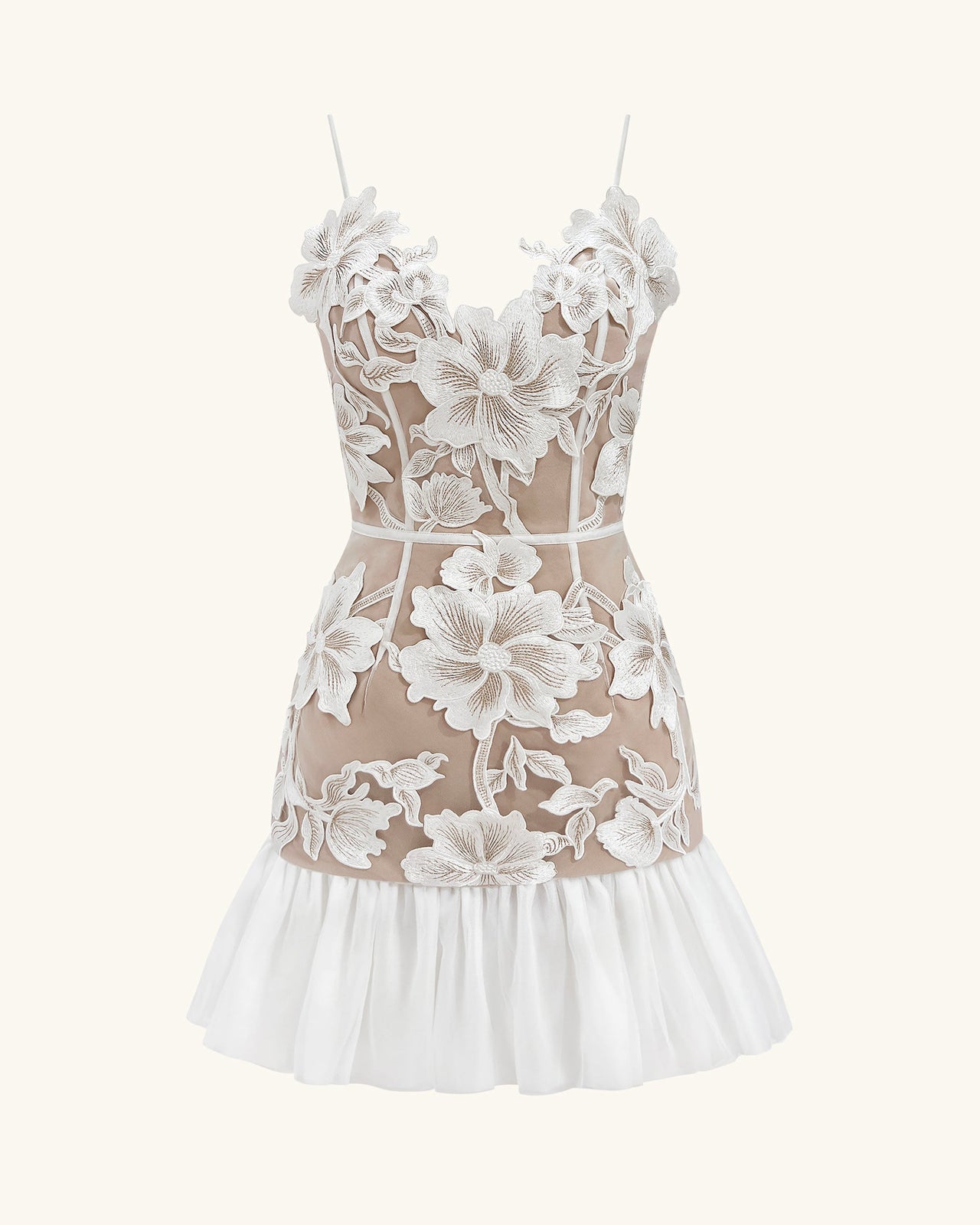 Blumen Trägerkleid Minikleid - Weiß