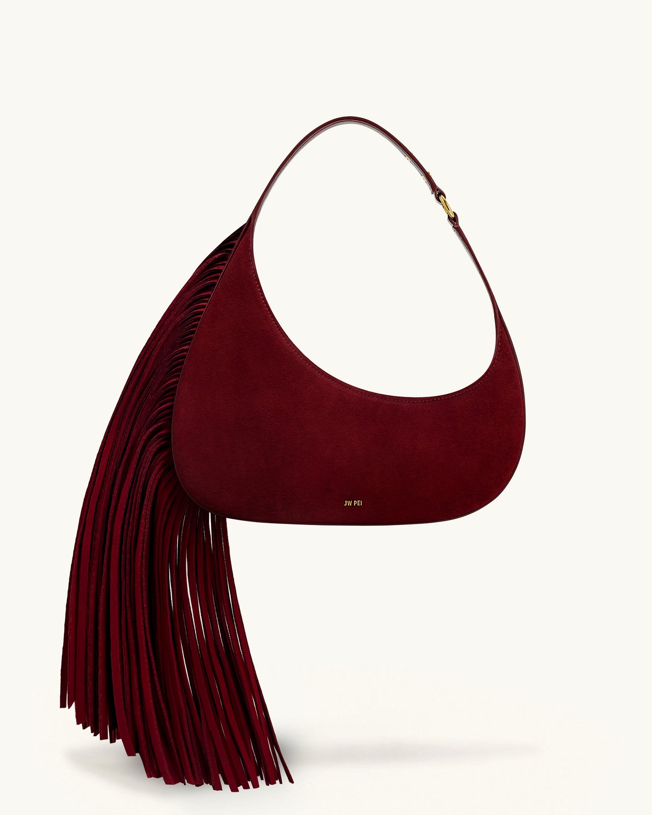 Harlee Kunstwildleder Fransen Schultertasche - Bordeaux