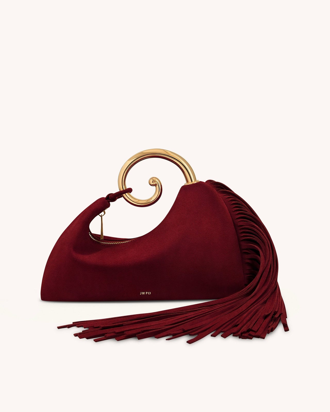 Nell Henkeltasche mit Fransen-Hardware - Burgund