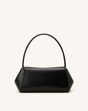 Lucia Schultertasche mit Drehverschluss - Schwarz