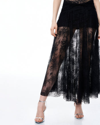 Indigo Kleid aus Blumenspitze – Schwarz