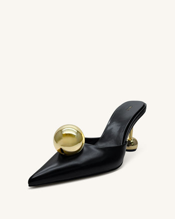 Sofia Mules mit Kugelabsatz – Schwarz