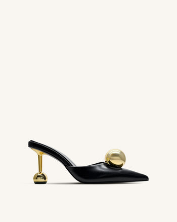 Sofia Mules mit Kugelabsatz – Schwarz