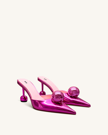 Sofia Mules mit Kugelabsatz - Rosenrot