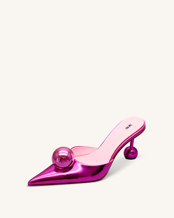 Sofia Mules mit Kugelabsatz - Rosenrot