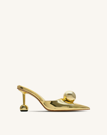 Sofia Mules mit Kugelabsatz – Gold