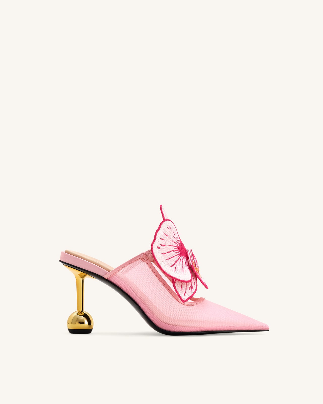 Sofia Mules mit Orchideen-Kugelabsatz - Rosa