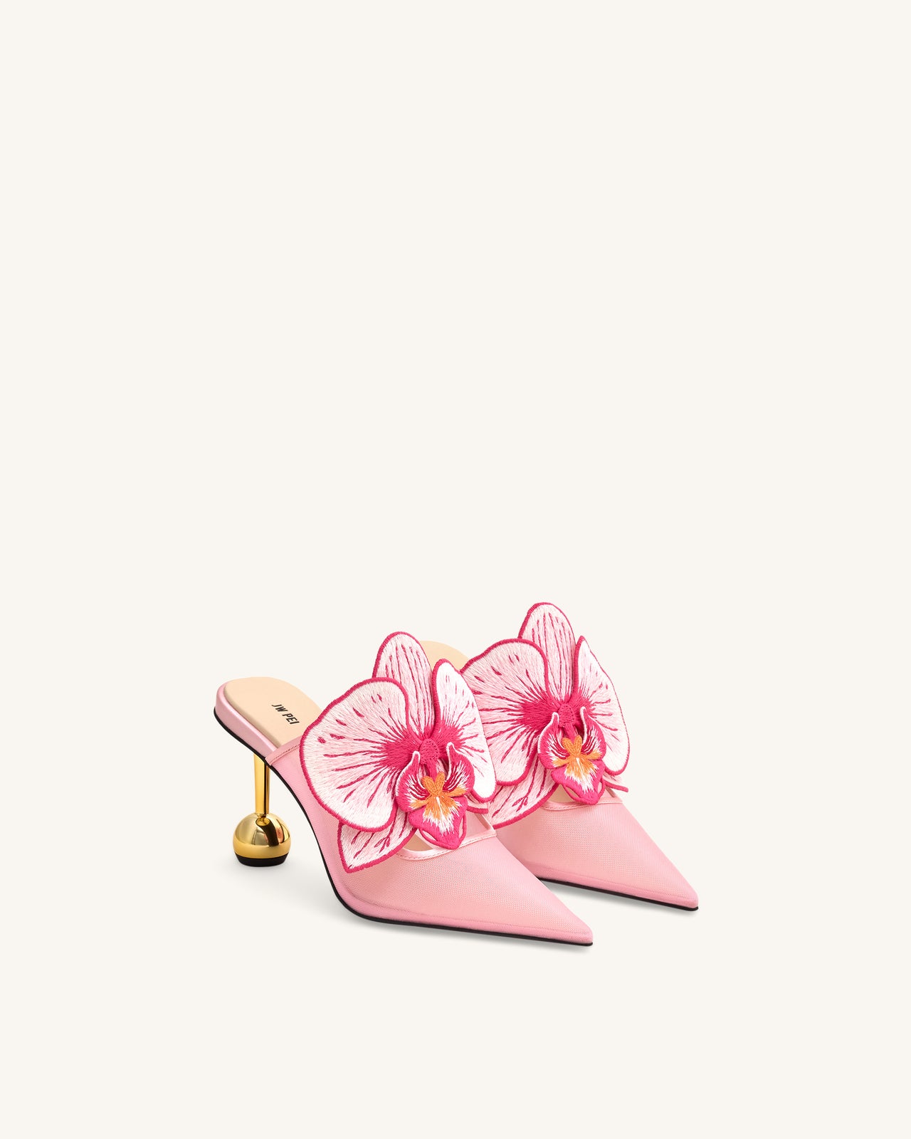 Sofia Mules mit Orchideen-Kugelabsatz - Rosa