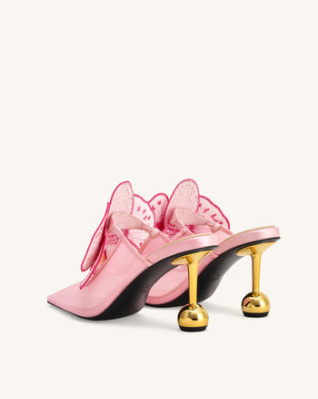 Sofia Mules mit Orchideen-Kugelabsatz - Rosa