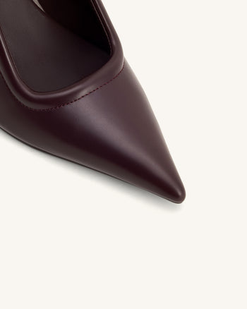 Sofia Mules mit Metallakzent und Kugelabsatz - Tiefes Bordeaux