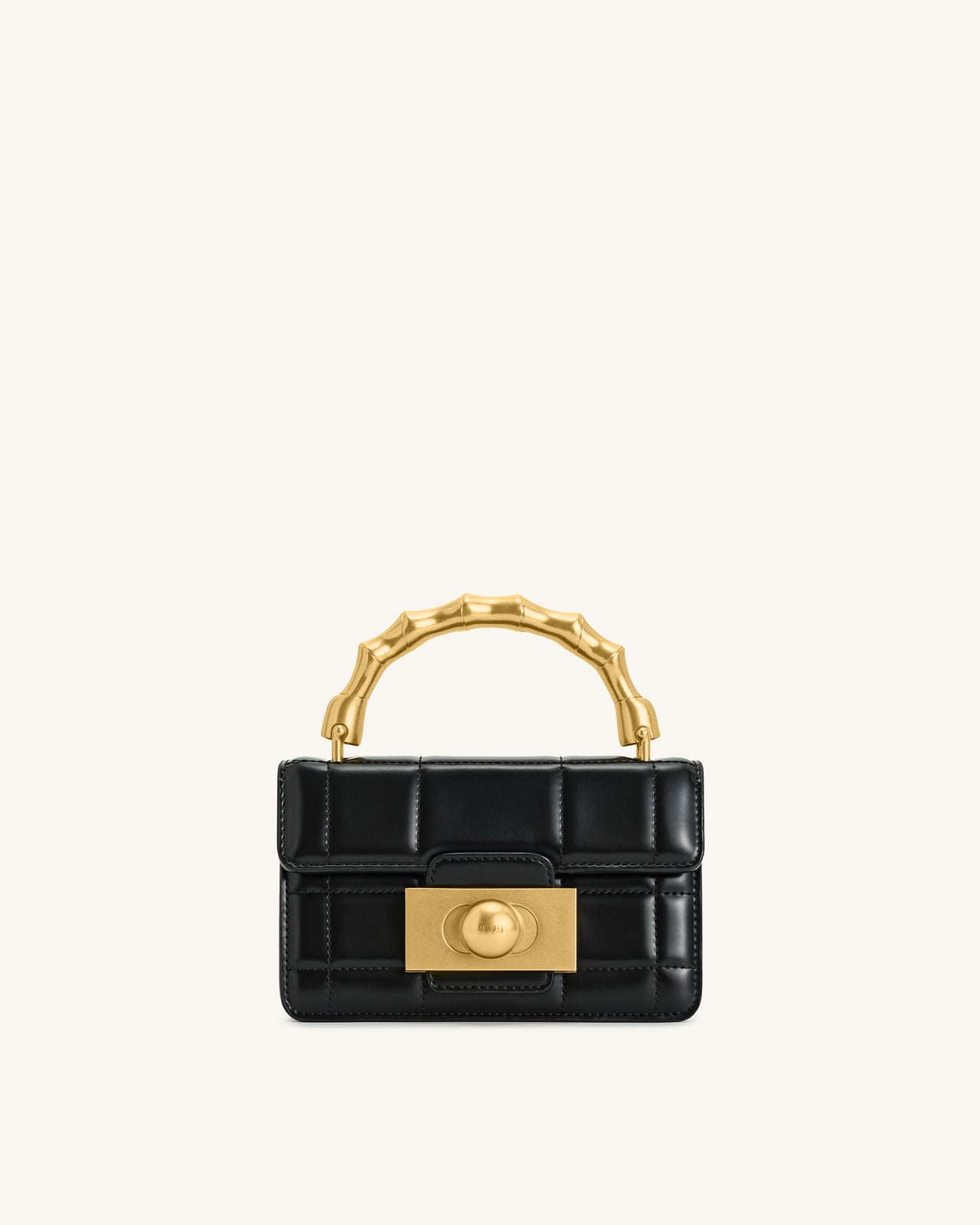 Kaia Handtasche mit Metallgriff und Bambusoptik – Schwarz