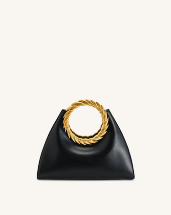 Amiya Skulpturale Tasche mit Blattgriff - Schwarz