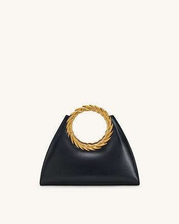 Amiya Skulpturale Tasche mit Blattgriff - Schwarz