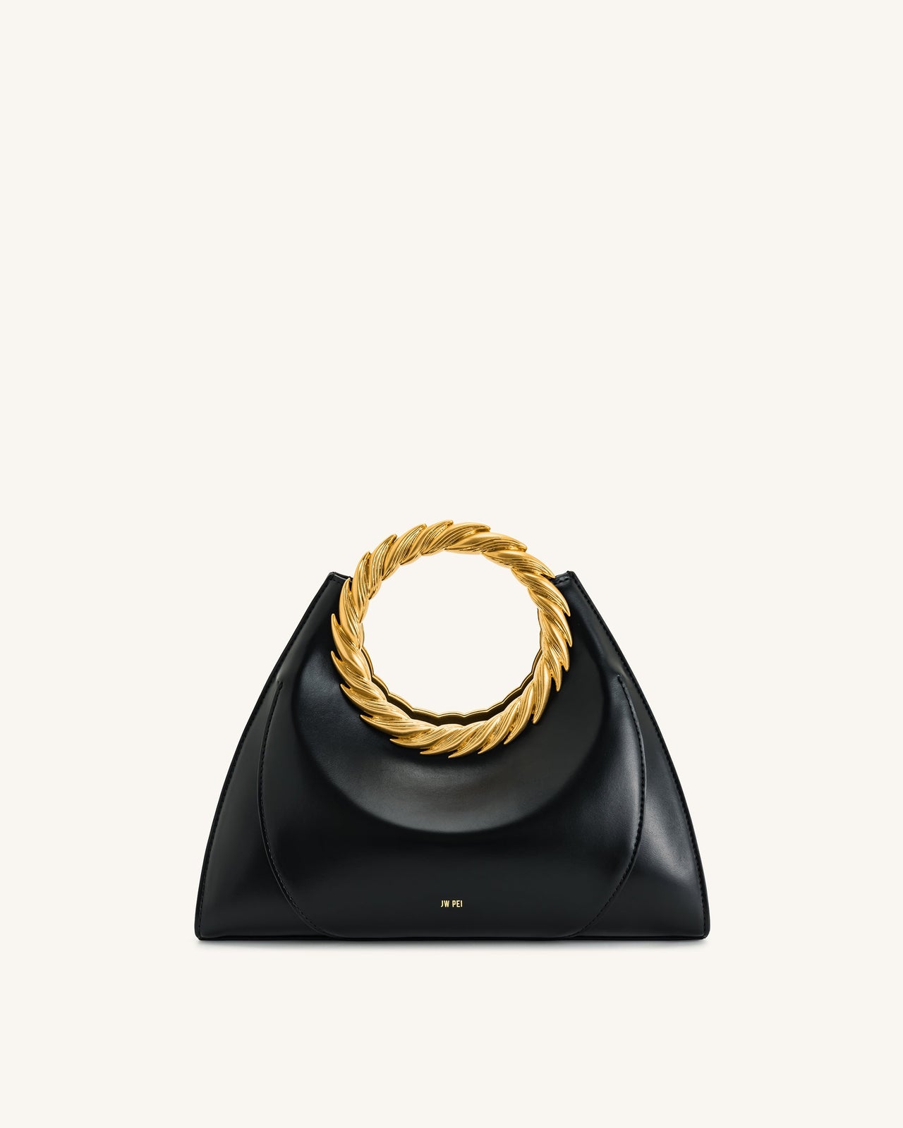 Amiya Skulpturale Tasche mit Blattgriff - Schwarz
