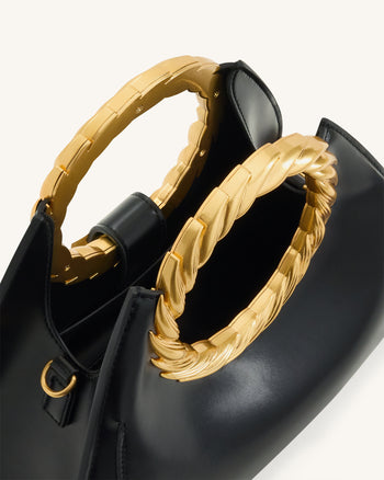 Amiya Skulpturale Tasche mit Blattgriff - Schwarz
