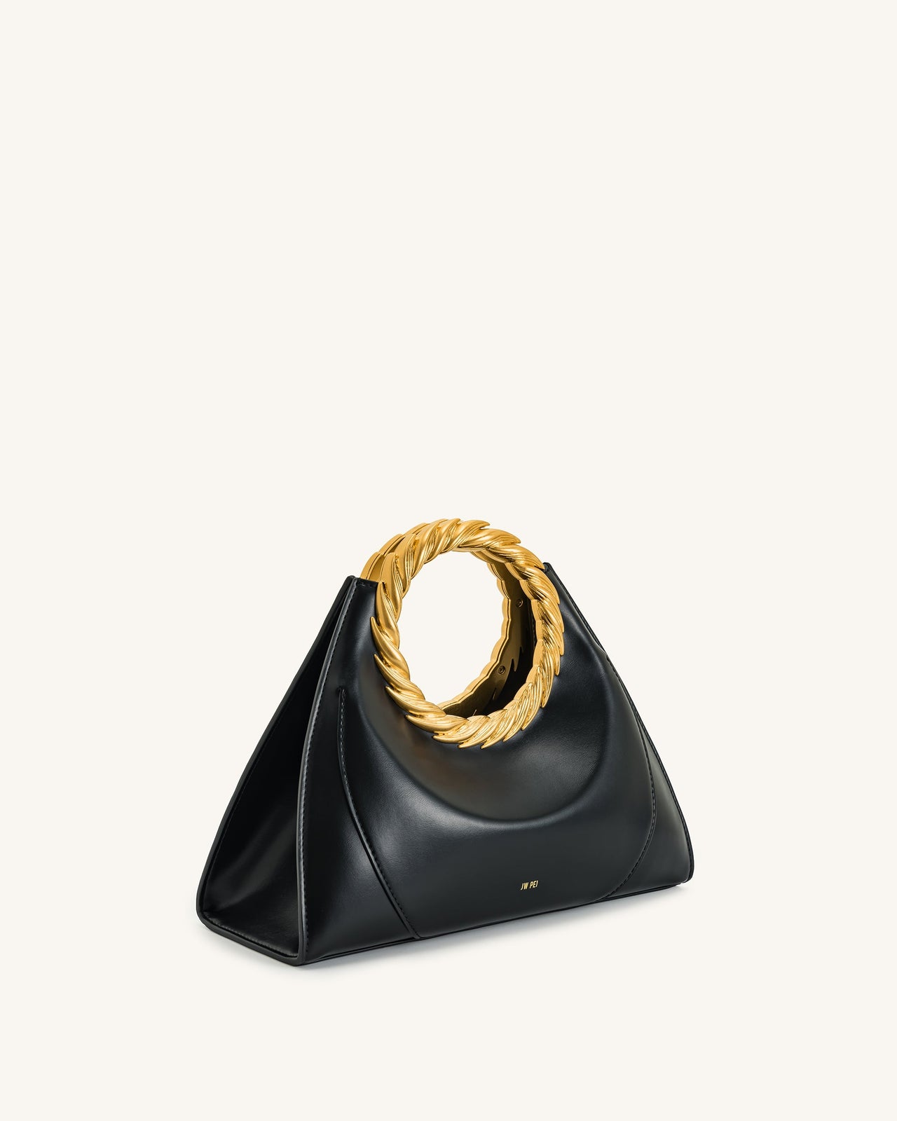 Amiya Skulpturale Tasche mit Blattgriff - Schwarz