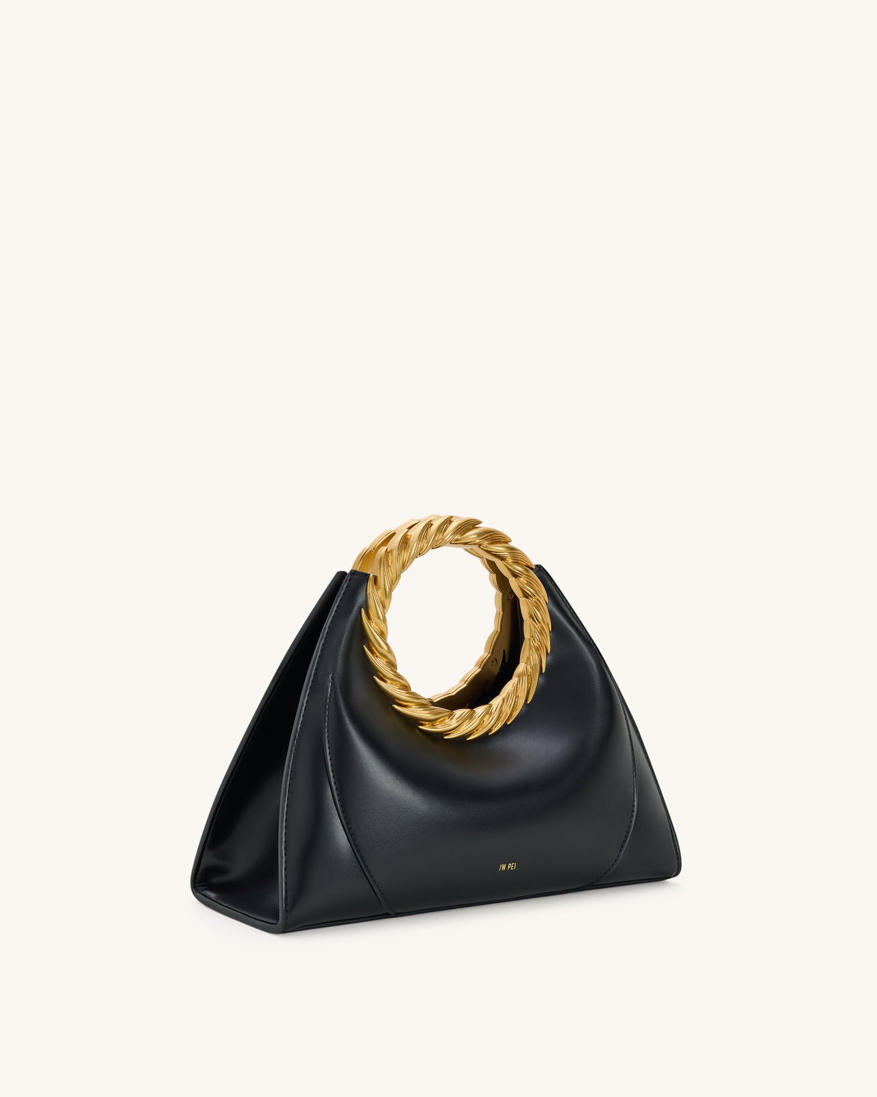 Amiya Skulpturale Tasche mit Blattgriff - Schwarz