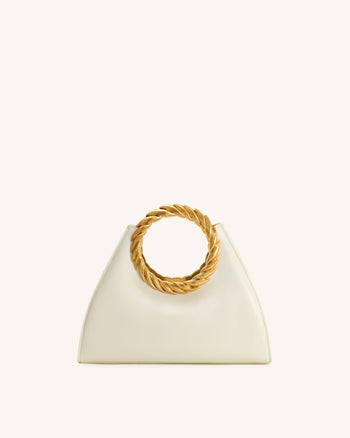 Amiya Skulpturale Tasche mit Blattgriff - Weiß