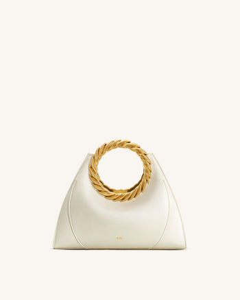 Amiya Skulpturale Tasche mit Blattgriff - Weiß