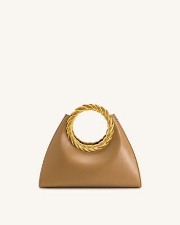 Amiya Skulpturale Tasche mit Blattgriff - Braun
