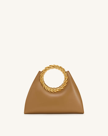 Amiya Skulpturale Tasche mit Blattgriff - Braun