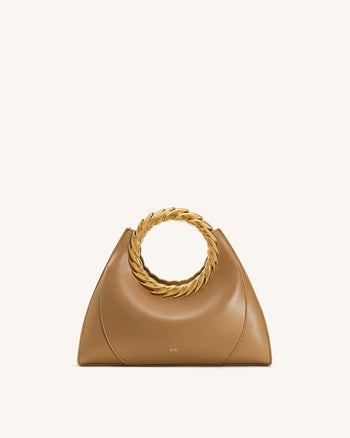 Amiya Skulpturale Tasche mit Blattgriff - Braun