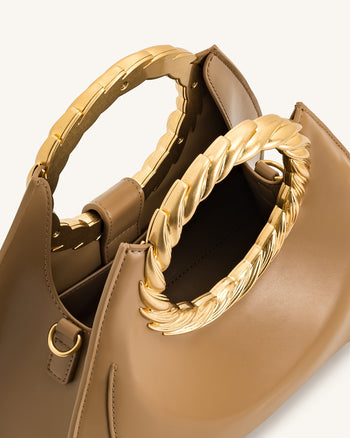 Amiya Skulpturale Tasche mit Blattgriff - Braun