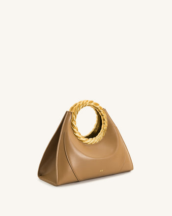 Amiya Skulpturale Tasche mit Blattgriff - Braun