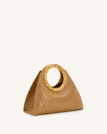 Amiya Skulpturale Tasche mit Blattgriff - Braun