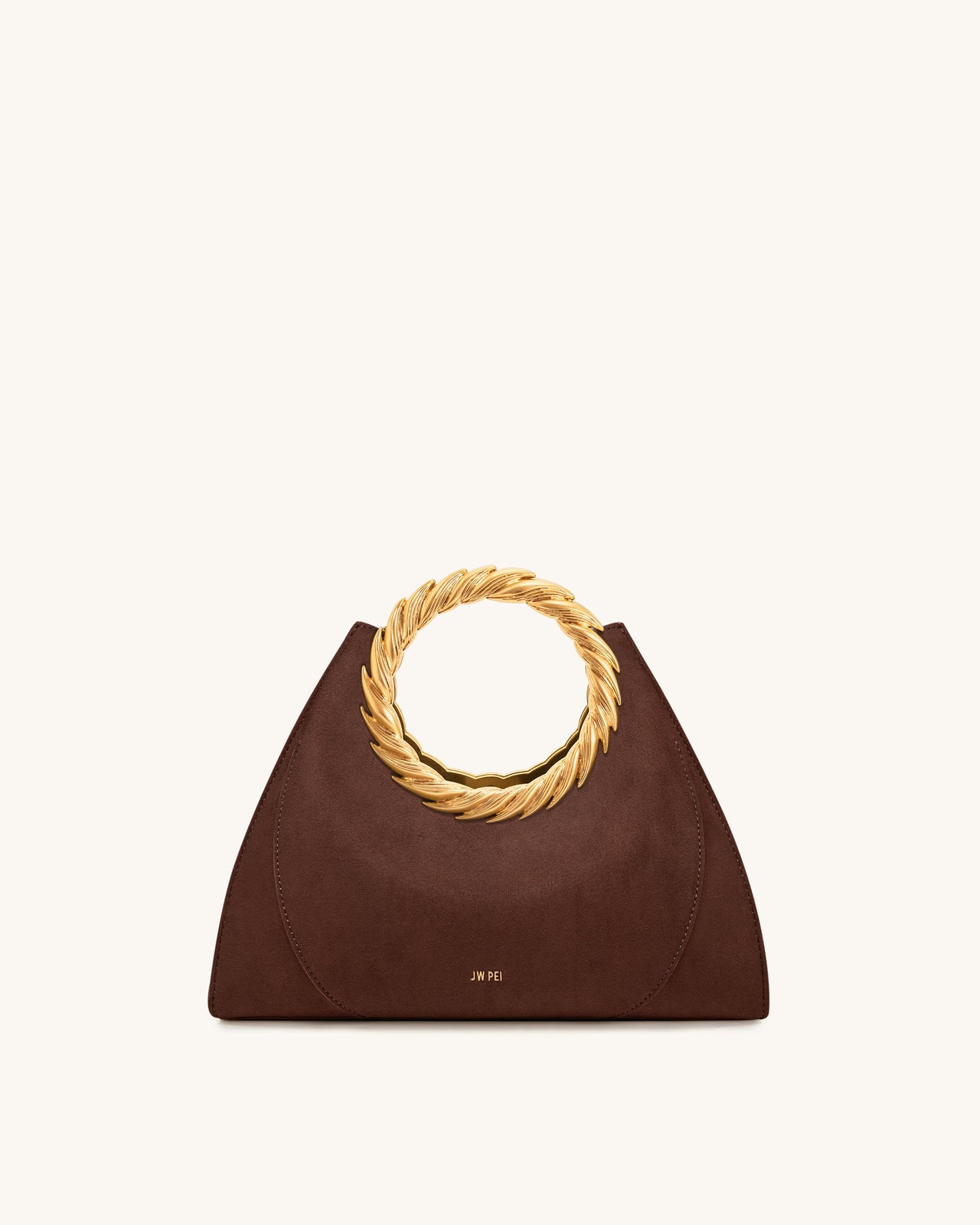 Amiya Blattgriff Kunstleder Skulptur Tasche - Mokkabraun