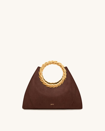 Amiya Blattgriff Kunstleder Skulptur Tasche - Mokkabraun