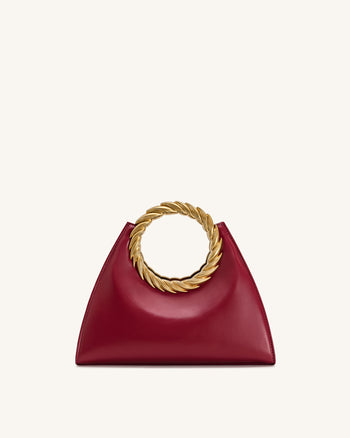 Amiya Blattgriff Skulptur Tasche - Weinrot