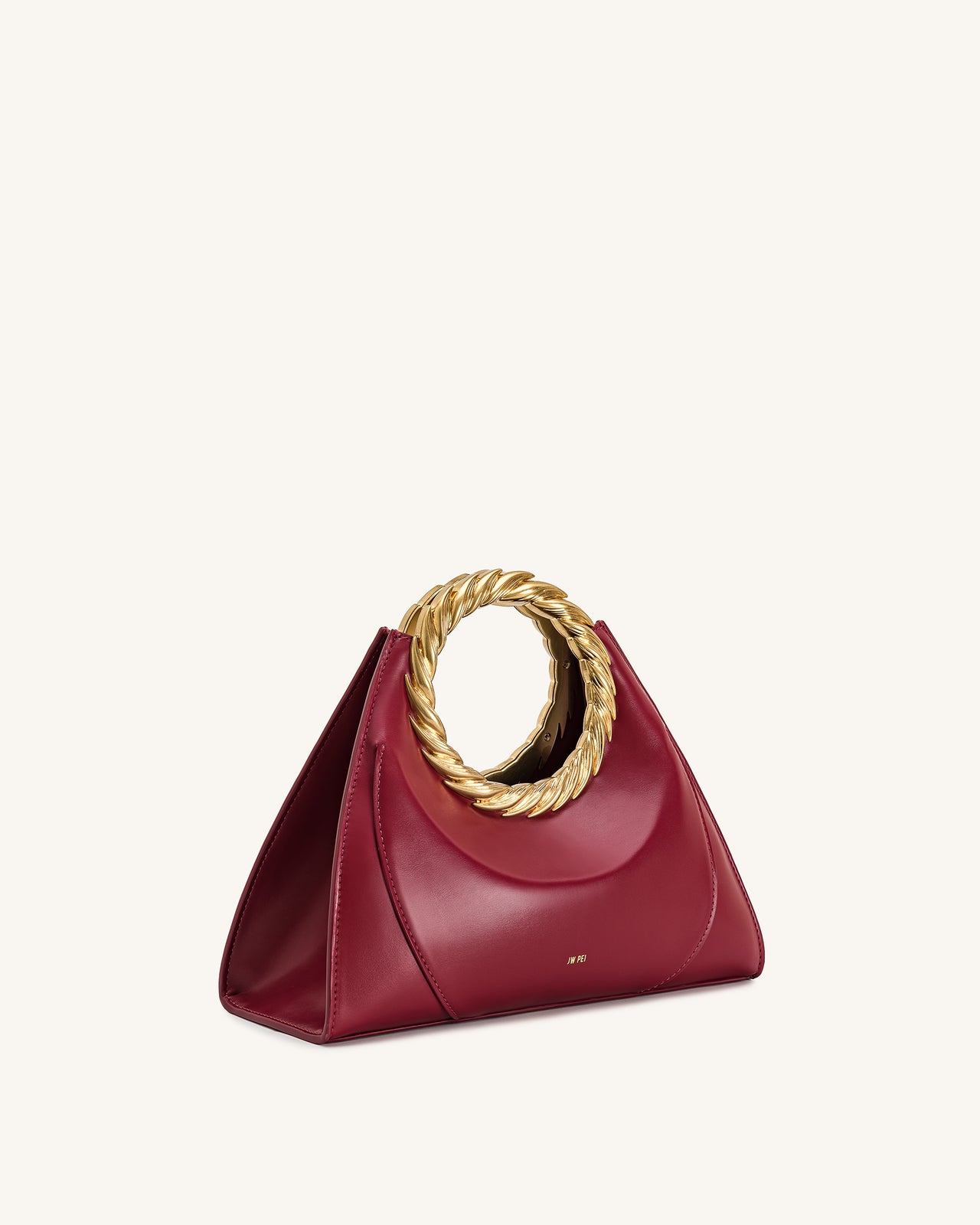 Amiya Blattgriff Skulptur Tasche - Weinrot