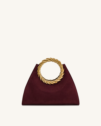 Amiya Blattgriff Kunstleder Skulptur Tasche - Merlotrot