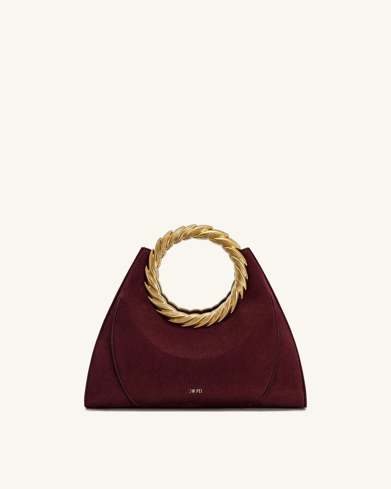 Amiya Blattgriff Kunstleder Skulptur Tasche - Merlotrot