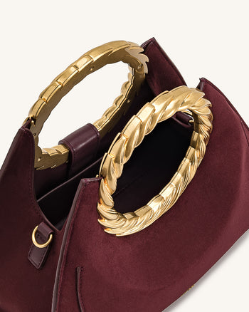 Amiya Blattgriff Kunstleder Skulptur Tasche - Merlotrot