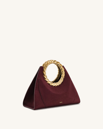 Amiya Blattgriff Kunstleder Skulptur Tasche - Merlotrot