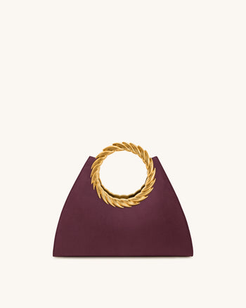 Amiya Blattgriff Kunstleder Skulptur Tasche - Merlotrot