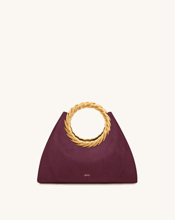 Amiya Blattgriff Kunstleder Skulptur Tasche - Merlotrot