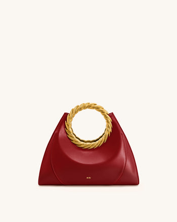 Amiya Blattgriff Skulptur Tasche - Weinrot