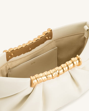 Leia Plissierte Clutch - Weiß