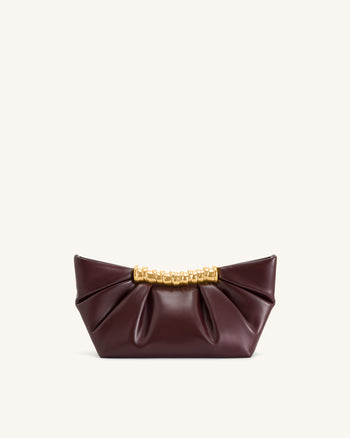 Leia Falten-Clutch - Tiefburgunder